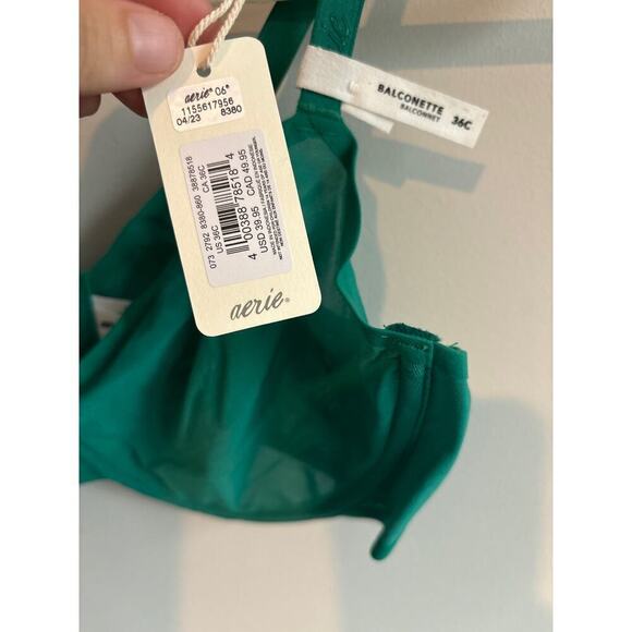NWT Aerie Smoothez Balconette Mesh Wired Bra In Green Size 36C - Picture 2 of 4